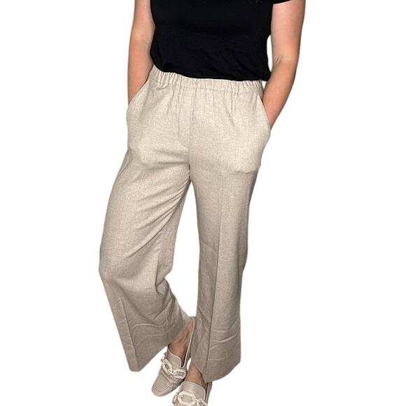 ANTONELLI FIRENZE Cream Tan Pull On Cropped Pants Women's Size 38 US 2 Career - Picture 2 of 10